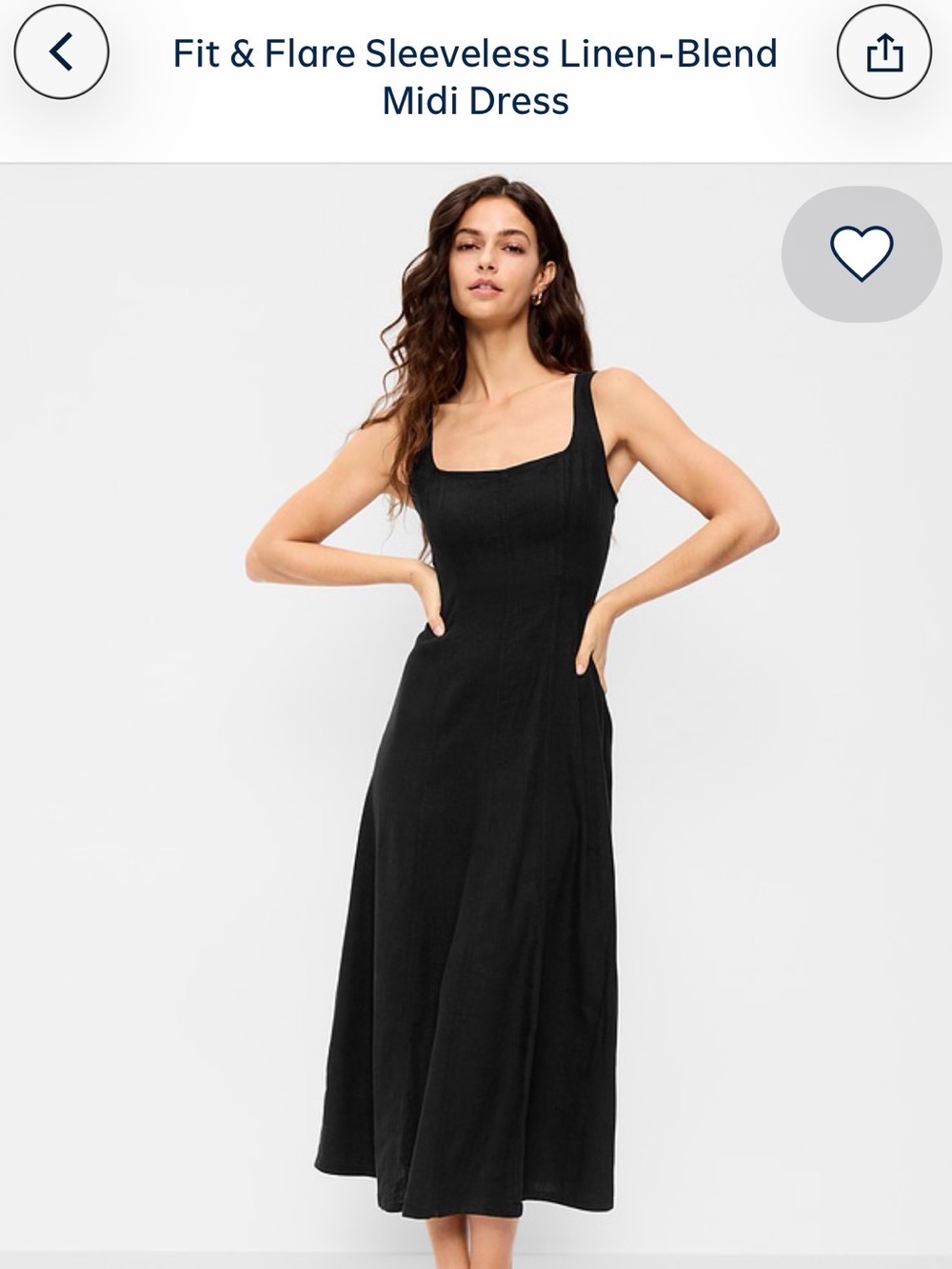 NWT Old Navy Fit and Flare Midi dress Black Sleeveless Women’s Dress size M